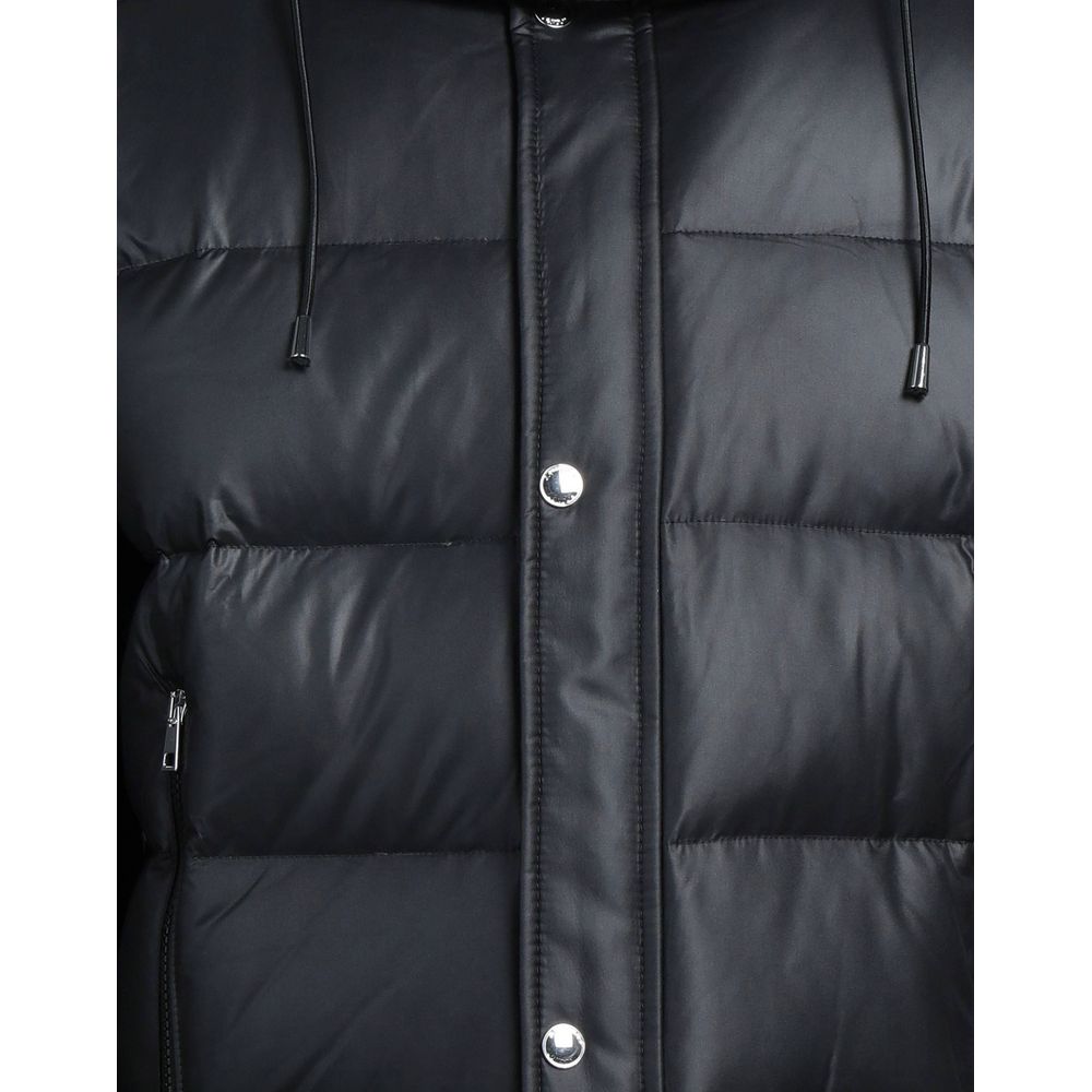 Elegant Black Padded Jacket with Removable Hood