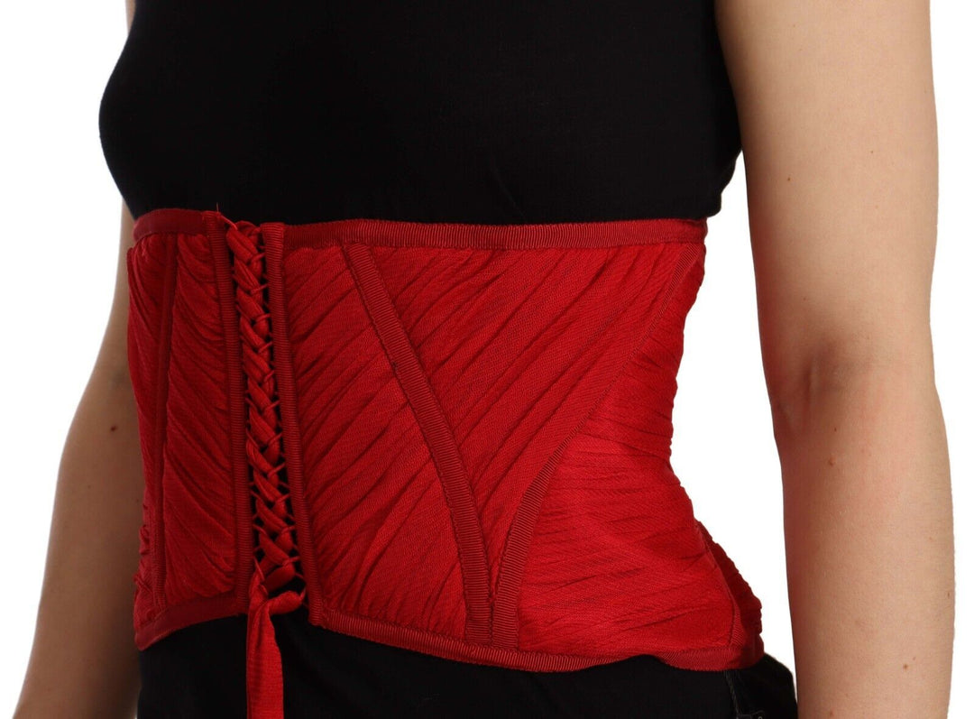 Dolce & Gabbana Elegant Red Silk Corset Belt Top