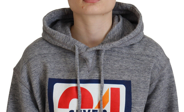 Dsquared² Gray Logo Print Cotton Hoodie Sweatshirt Sweater