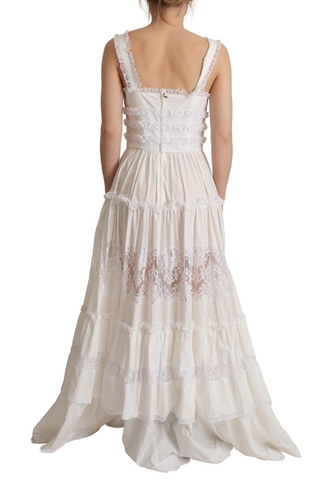 Elegant White A-Line Tiered Maxi Dress