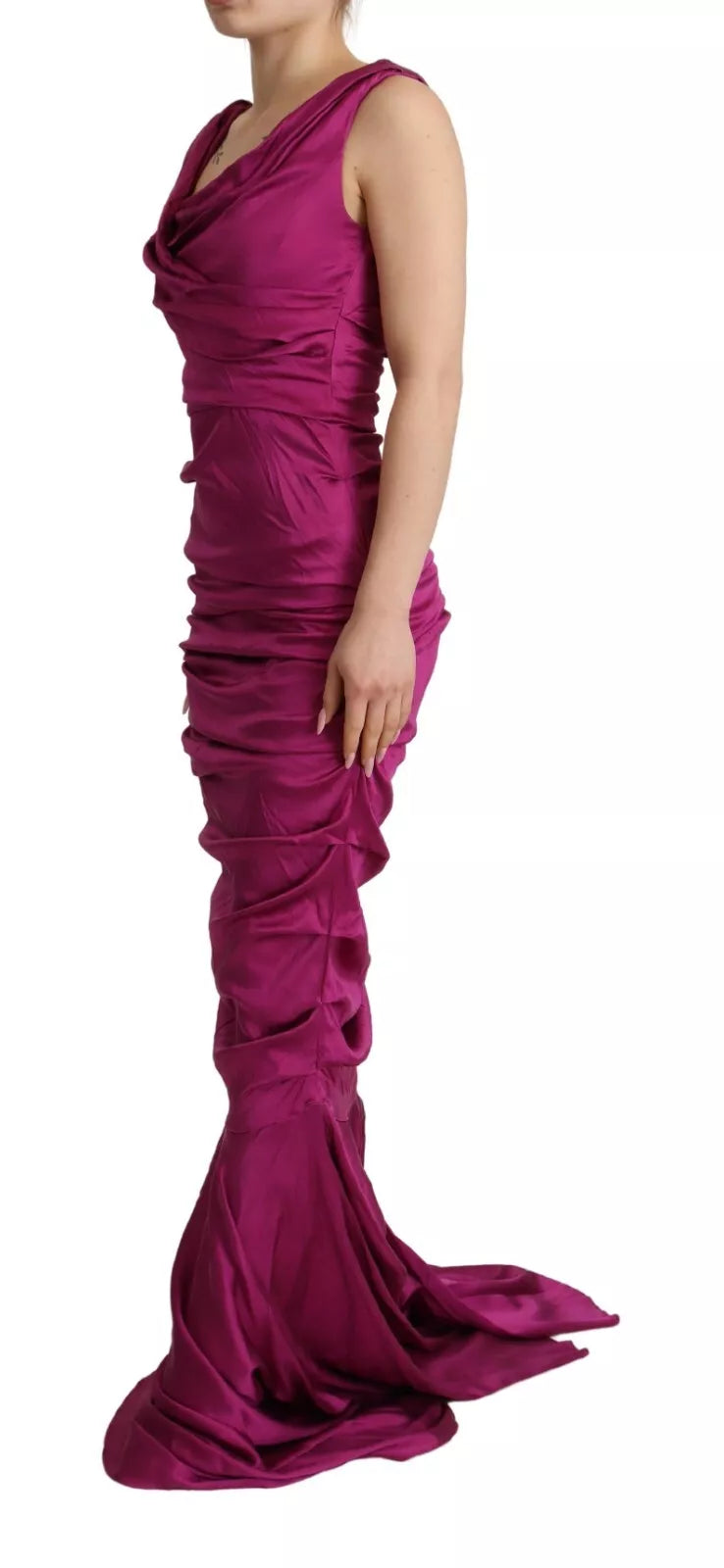 Sheath Mermaid Fuchsia Silk Stretch Gown Dress