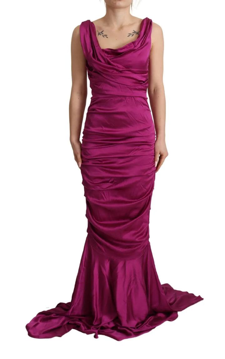 Sheath Mermaid Fuchsia Silk Stretch Gown Dress