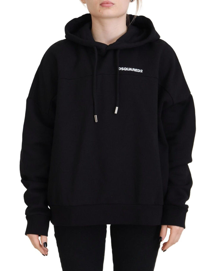 Dsquared² Black Logo Patch Cotton Hoodie Sweatshirt Sweater