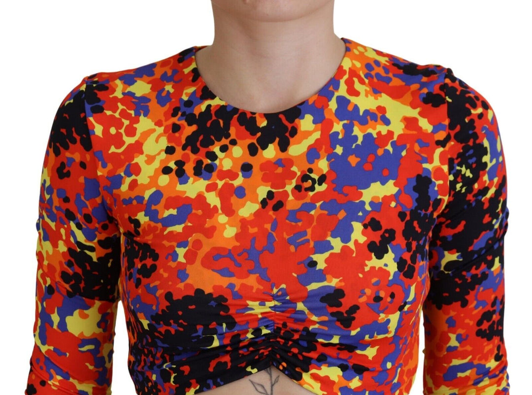 Dsquared² Multicolor Cami Long Sleeves Cropped Blouse Top