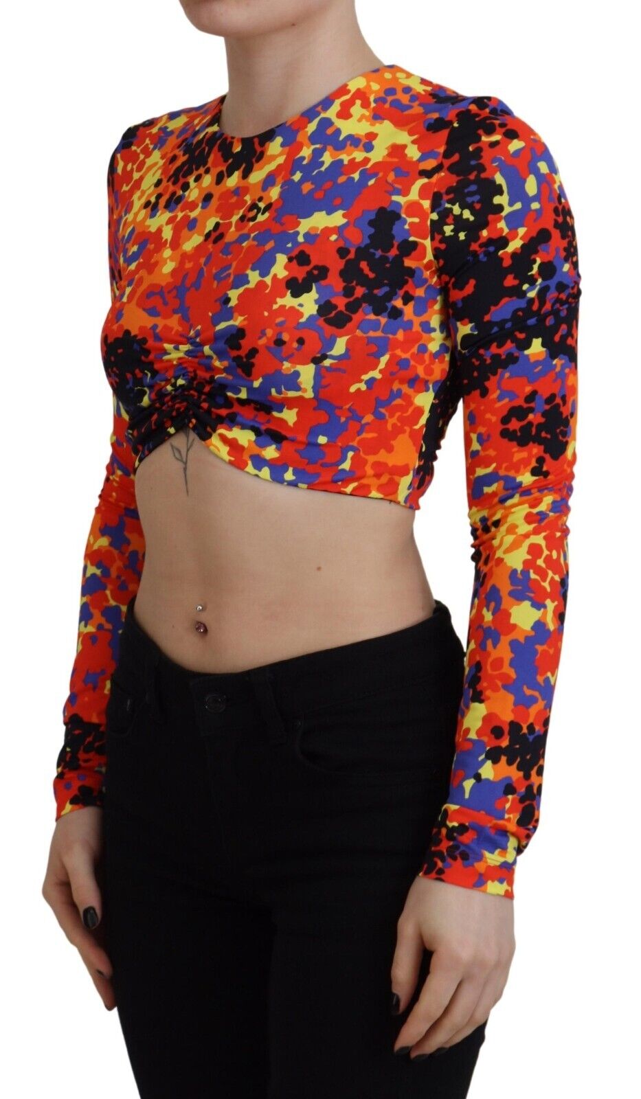 Dsquared² Multicolor Cami Long Sleeves Cropped Blouse Top