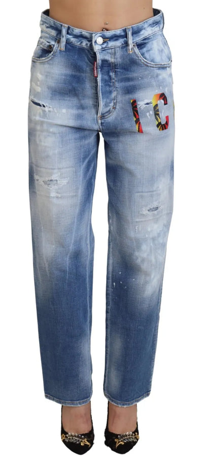 Blue Icon High Waist Straight Denim Jeans Boston
