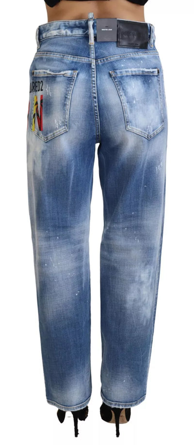 Blue Icon High Waist Straight Denim Jeans Boston