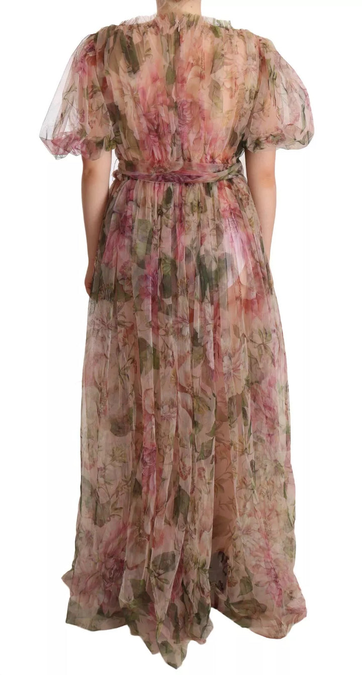 Multicolor Floral Print Long Maxi Gown Dress