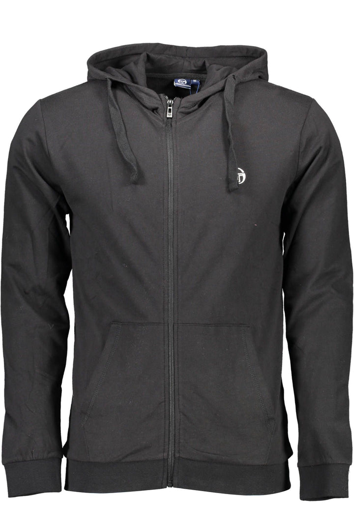 Sergio Tacchini Elegant Black Hooded Zip Sweatshirt