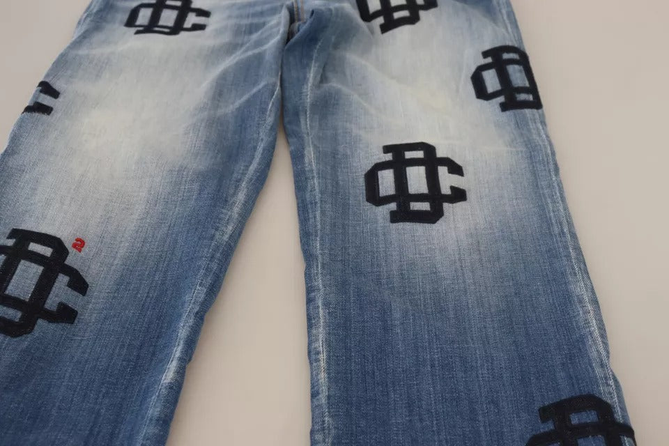 Blue Washed High Waist Straight Denim Boston Jeans