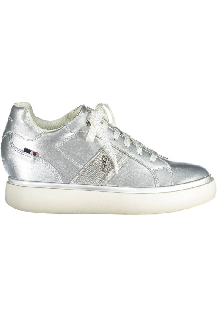 U.s. Polo Assn. Silver Lace-Up Sports Sneakers with Logo Detail