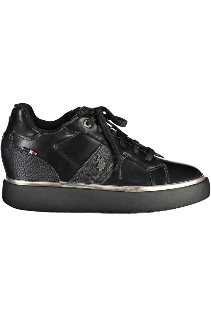 U.s. Polo Assn. Chic Black Lace-Up Sneakers with Logo Detail