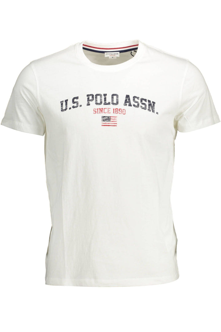 U.S. POLO ASSN. Crisp White Cotton Crew Neck Tee with Logo