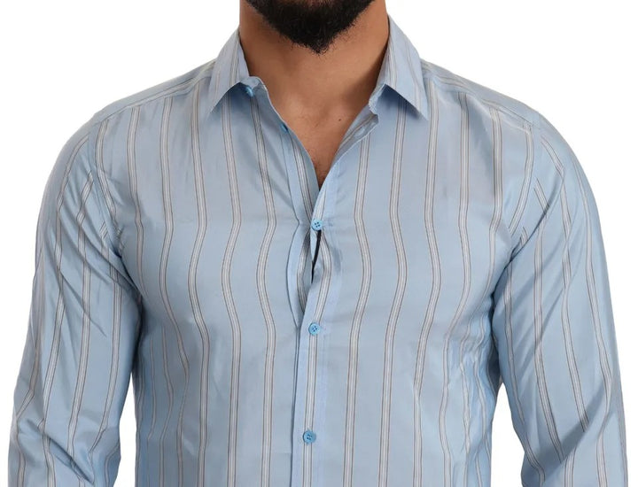 Blue Striped Silk Formal Dress MARTINI Shirt