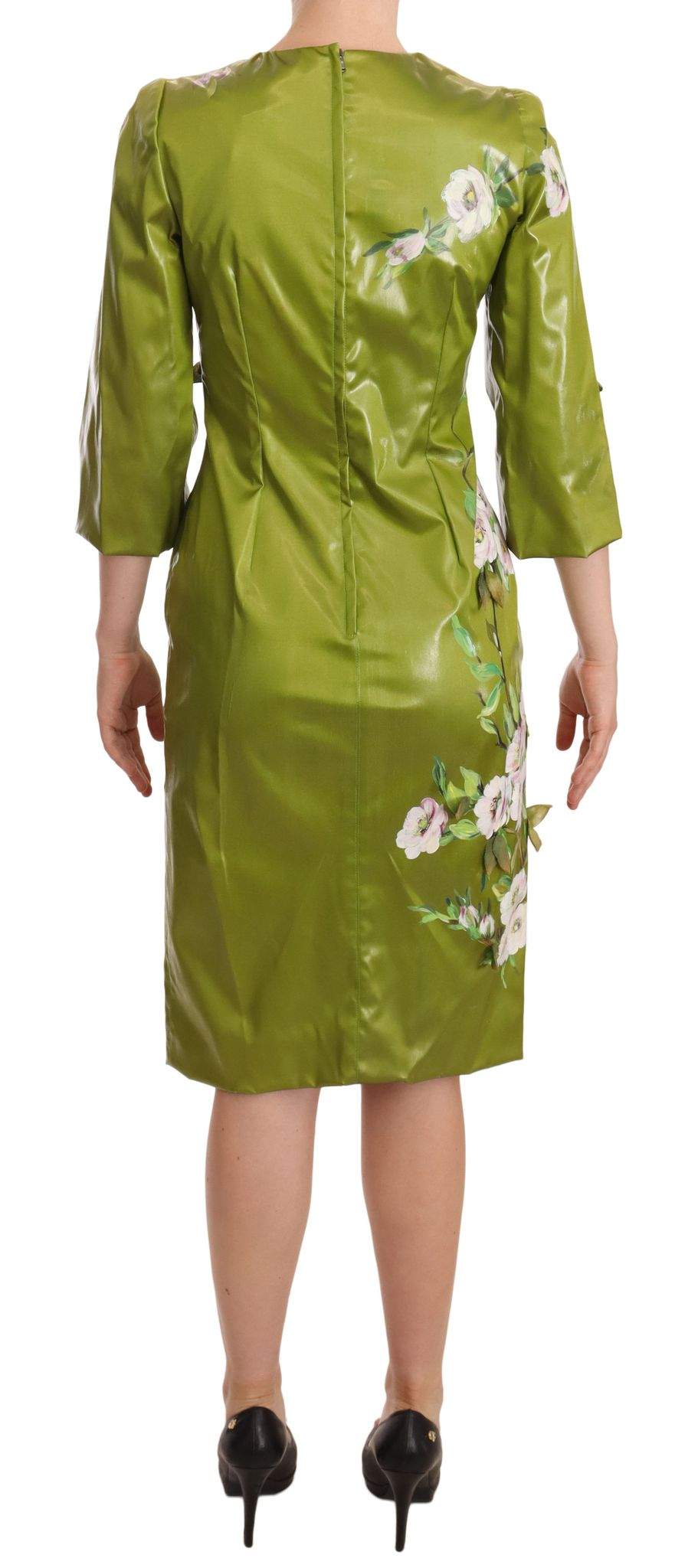 Dolce & Gabbana Green Floral Embellished Sheath Midi Dress Dolce & Gabbana, Dresses - Women - Clothing, feed-1, Green, IT40|S, Multicolor at SEYMAYKA