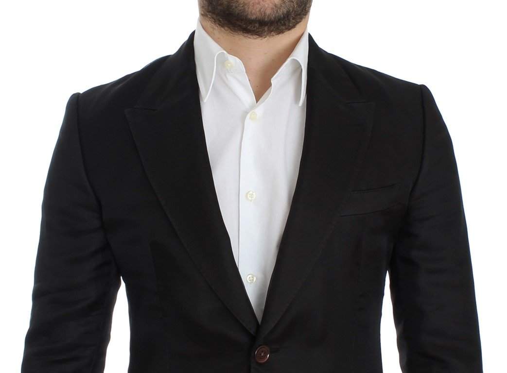 Dolce & Gabbana  Black silk slim fit blazer #men, Black, Blazers - Men - Clothing, Brand_Dolce & Gabbana, Catch, Dolce & Gabbana, feed-agegroup-adult, feed-color-black, feed-gender-male, feed-size-IT46 | S, feed-size-IT48 | M, Gender_Men, IT46 | S, IT48 | M, Kogan at SEYMAYKA