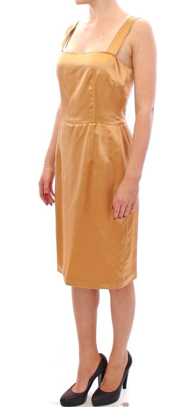 Dolce & Gabbana  Bronze silk sheath dress #women, Brand_Dolce & Gabbana, Bronze, Catch, Clothing_Dress, Dolce & Gabbana, Dresses - Women - Clothing, feed-agegroup-adult, feed-color-bronze, feed-gender-female, feed-size-IT36|XXS, Gender_Women, IT36|XXS, Kogan at SEYMAYKA