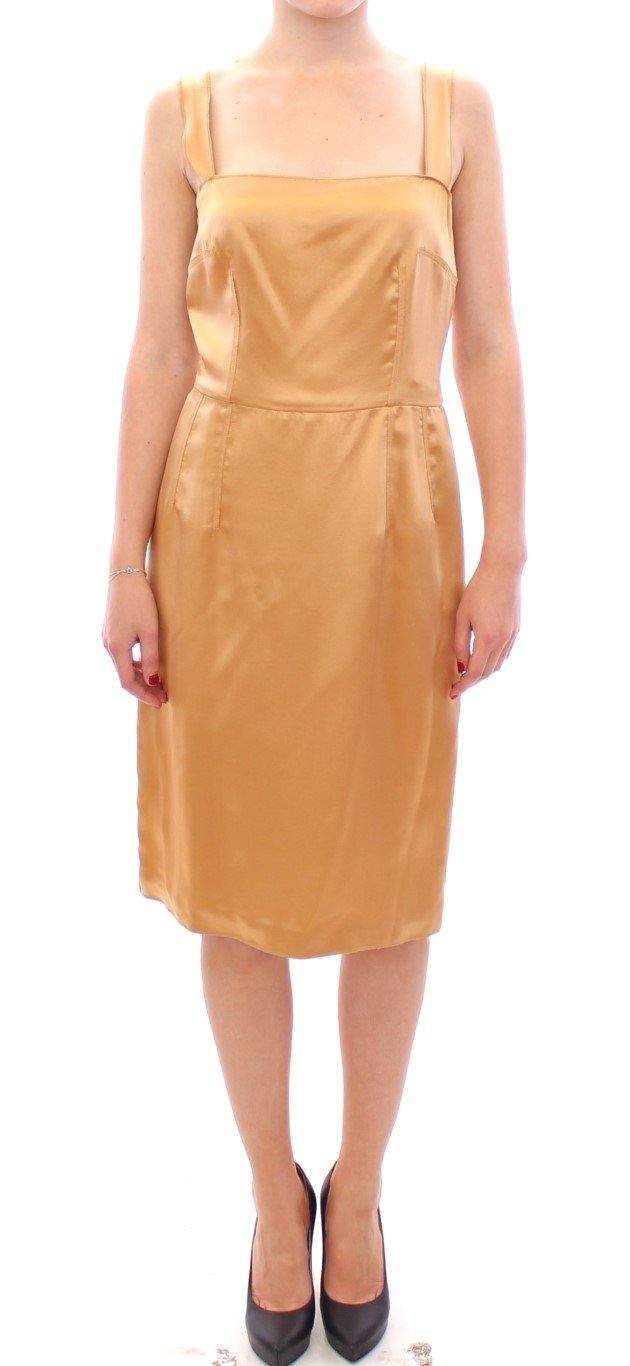 Dolce & Gabbana  Bronze silk sheath dress #women, Brand_Dolce & Gabbana, Bronze, Catch, Clothing_Dress, Dolce & Gabbana, Dresses - Women - Clothing, feed-agegroup-adult, feed-color-bronze, feed-gender-female, feed-size-IT36|XXS, Gender_Women, IT36|XXS, Kogan at SEYMAYKA