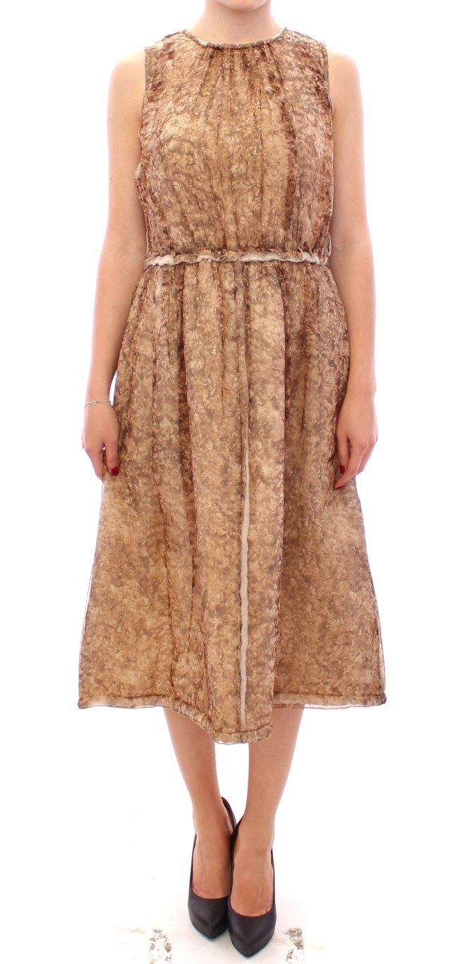 Dolce & Gabbana  Brown sleeveless silk dress #women, Brand_Dolce & Gabbana, Brown, Catch, Clothing_Dress, Dolce & Gabbana, Dresses - Women - Clothing, feed-agegroup-adult, feed-color-brown, feed-gender-female, feed-size-IT40|S, Gender_Women, IT40|S, Kogan at SEYMAYKA