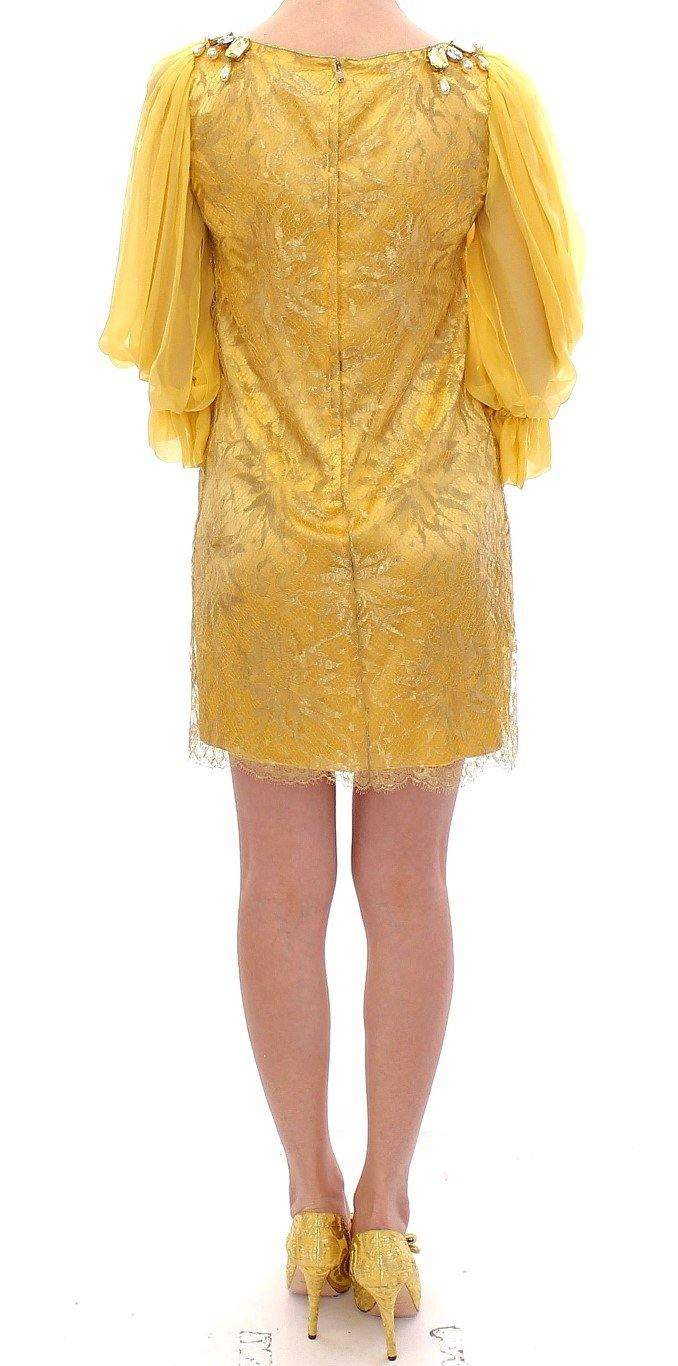 Dolce & Gabbana  Yellow lace crystal mini dress #women, Brand_Dolce & Gabbana, Catch, Clothing_Dress, Dolce & Gabbana, Dresses - Women - Clothing, feed-agegroup-adult, feed-color-yellow, feed-gender-female, feed-size-IT38|XS, feed-size-IT40|S, Gender_Women, IT38|XS, IT40|S, Kogan, Yellow at SEYMAYKA