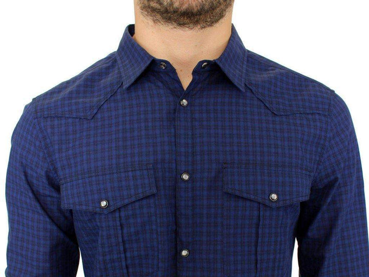 COSTUME NATIONAL C’N’C   Checkered Cotton Shirt #men, Blue, Catch, Costume National, feed-agegroup-adult, feed-color-blue, feed-gender-male, feed-size-IT48 | M, Gender_Men, IT48 | M, Kogan, Shirts - Men - Clothing at SEYMAYKA