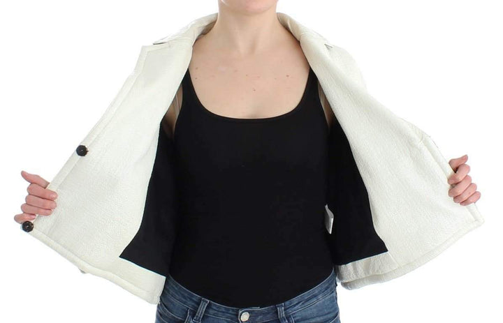 Andrea Pompilio  Cropped Leather Jacket #women, Andrea Pompilio, Black/White, Catch, feed-agegroup-adult, feed-color-black, feed-color-white, feed-gender-female, feed-size-IT40|S, Gender_Women, IT40|S, Jackets & Coats - Women - Clothing, Kogan at SEYMAYKA