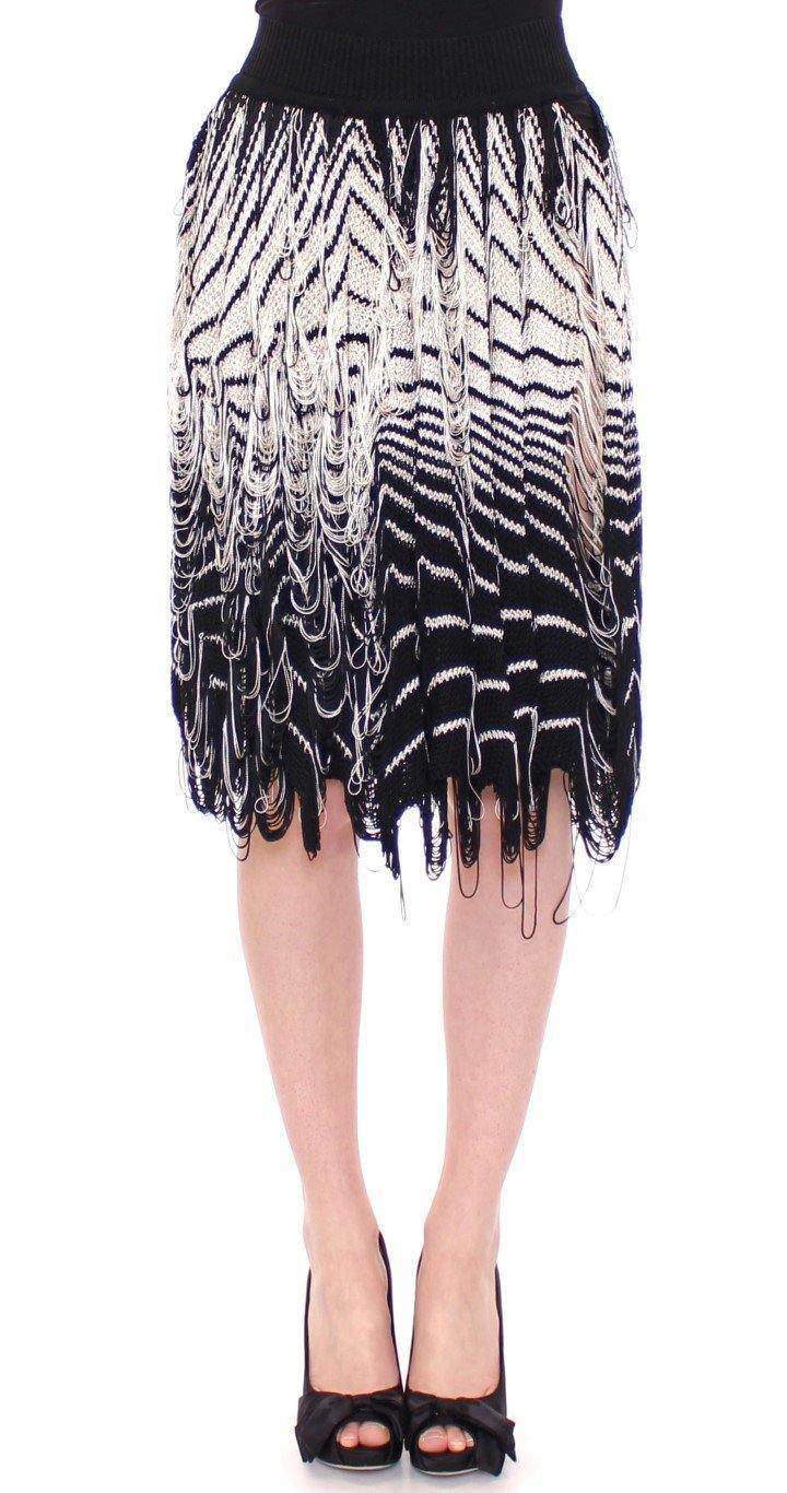 Alice Palmer  Knitted Assymetrical Skirt #women, Alice Palmer, Black/White, Catch, feed-agegroup-adult, feed-color-black, feed-color-white, feed-gender-female, feed-size-IT40|S, feed-size-IT42|M, Gender_Women, IT40|S, IT42|M, Kogan, Skirts - Women - Clothing at SEYMAYKA