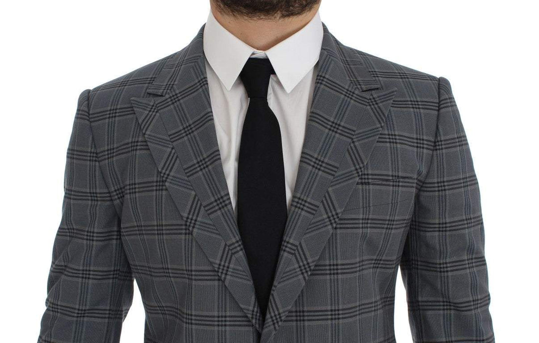 Dolce & Gabbana Blue Checkered Slim Fit Blazer Jacket #men, Blazers - Men - Clothing, Blue, Dolce & Gabbana, feed-agegroup-adult, feed-color-Blue, feed-gender-male, IT44 | XS at SEYMAYKA