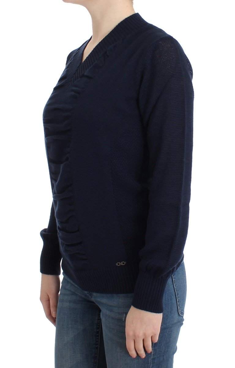 COSTUME NATIONAL C’N’C  Dark  V-Neck Wool Sweater #women, Blue, Catch, Costume National, feed-agegroup-adult, feed-color-blue, feed-gender-female, feed-size-S, feed-size-XS, Gender_Women, Kogan, S, Sweaters - Women - Clothing, XS at SEYMAYKA