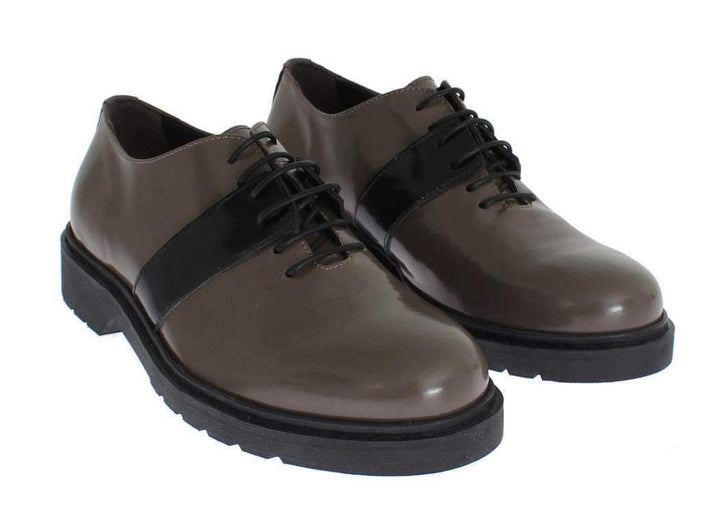 Leather Laceups Shoes #women, AI_, Catch, Category_Shoes, EU36.5/US6, EU36/US5.5, feed-agegroup-adult, feed-color-gray, feed-gender-female, feed-size-US5.5, feed-size-US6, Flat Shoes - Women - Shoes, Gender_Women, Gray, Kogan at SEYMAYKA