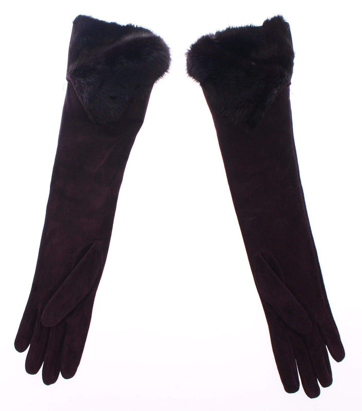 Dolce & Gabbana  Purple Mink Fur Goatskin Suede Leather Gloves #women, 7.5 | M, Brand_Dolce & Gabbana, Catch, Dolce & Gabbana, feed-agegroup-adult, feed-color-purple, feed-gender-female, feed-size-7.5 | M, Gender_Women, Gloves - Women - Accessories, Kogan, Purple at SEYMAYKA