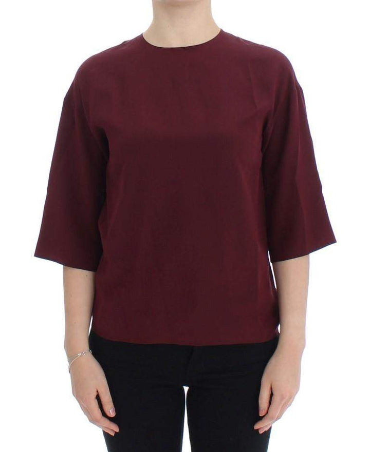 Dolce & Gabbana  Red 3/4 sleeve silk blouse #women, Brand_Dolce & Gabbana, Catch, Dolce & Gabbana, feed-agegroup-adult, feed-color-red, feed-gender-female, feed-size-IT36|XXS, Gender_Women, IT36|XXS, Kogan, Red, Tops & T-Shirts - Women - Clothing at SEYMAYKA