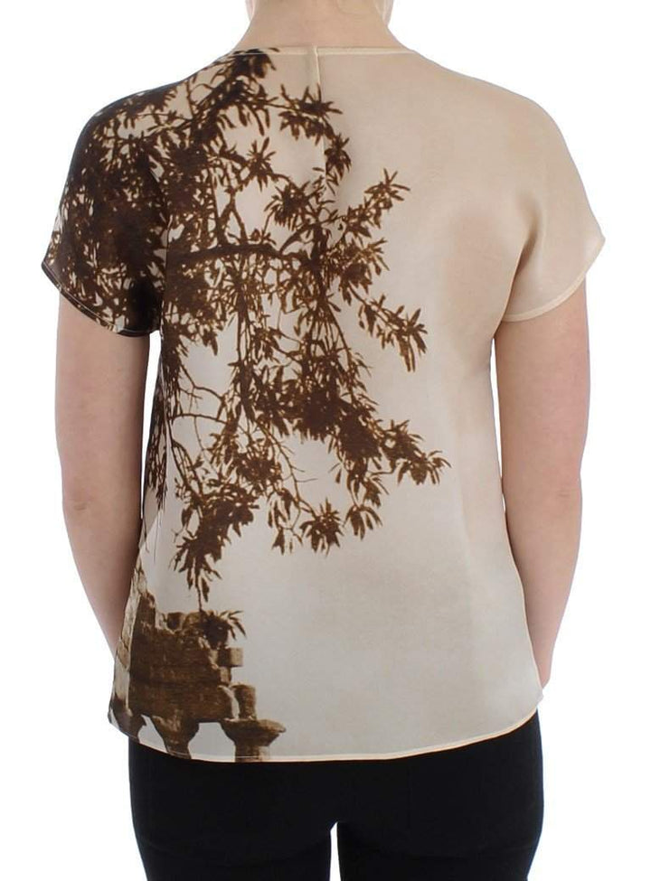 Dolce & Gabbana  Brown Taormina silk blouse #women, Brand_Dolce & Gabbana, Brown, Catch, Dolce & Gabbana, feed-agegroup-adult, feed-color-brown, feed-gender-female, feed-size-IT40|S, Gender_Women, IT40|S, Kogan, Tops & T-Shirts - Women - Clothing at SEYMAYKA