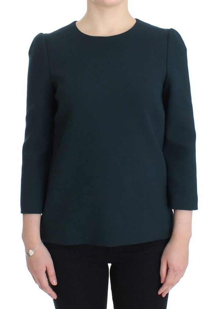 Dolce & Gabbana  Green 3/4 sleeve wool blouse #women, Brand_Dolce & Gabbana, Catch, Dolce & Gabbana, feed-agegroup-adult, feed-color-green, feed-gender-female, feed-size-IT40|S, feed-size-IT42|M, Gender_Women, Green, IT40|S, IT42|M, Kogan, Tops & T-Shirts - Women - Clothing at SEYMAYKA