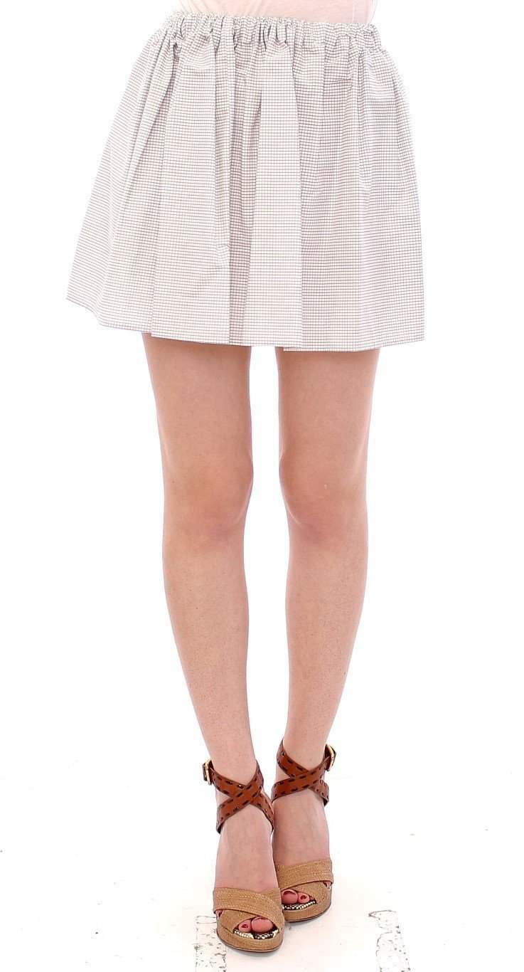 Andrea Incontri  Cotton Checkered Stretch Skirt #women, Andrea Incontri, Catch, feed-agegroup-adult, feed-color-white, feed-gender-female, feed-size-IT42|M, Gender_Women, IT42|M, Kogan, Skirts - Women - Clothing, White at SEYMAYKA