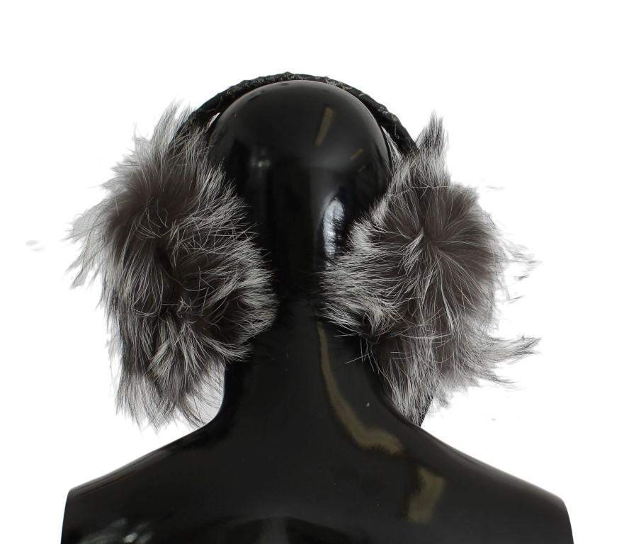 Dolce & Gabbana  Gray Fox Fur Crystal Ear Muffs #women, Brand_Dolce & Gabbana, Catch, Dolce & Gabbana, feed-agegroup-adult, feed-color-gray, feed-gender-female, feed-size-OS, Gender_Women, Gray, Hats - Women - Accessories, Kogan at SEYMAYKA