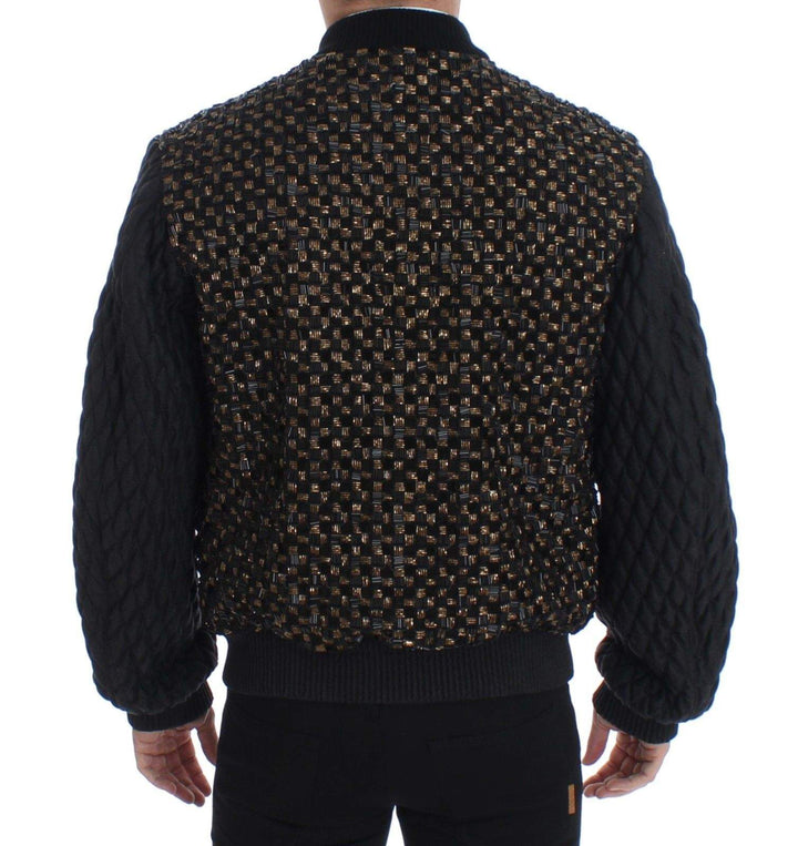 Dolce & Gabbana  Black Sequined Goatskin Jacket #men, Black, Brand_Dolce & Gabbana, Catch, Dolce & Gabbana, feed-agegroup-adult, feed-color-black, feed-gender-male, feed-size-IT48 | M, Gender_Men, IT48 | M, Jackets - Men - Clothing, Kogan at SEYMAYKA