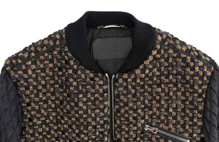 Dolce & Gabbana  Black Sequined Goatskin Jacket #men, Black, Brand_Dolce & Gabbana, Catch, Dolce & Gabbana, feed-agegroup-adult, feed-color-black, feed-gender-male, feed-size-IT48 | M, Gender_Men, IT48 | M, Jackets - Men - Clothing, Kogan at SEYMAYKA