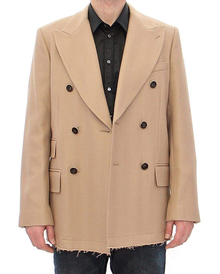 Dolce & Gabbana  Beige Double Breasted Coat Jacket #men, Beige, Brand_Dolce & Gabbana, Catch, Dolce & Gabbana, feed-agegroup-adult, feed-color-beige, feed-gender-male, feed-size-IT44 | XS, feed-size-IT46 | S, feed-size-IT50 | L, Gender_Men, IT44 | XS, IT46 | S, IT50 | L, IT52 | XL, Jackets - Men - Clothing, Kogan at SEYMAYKA