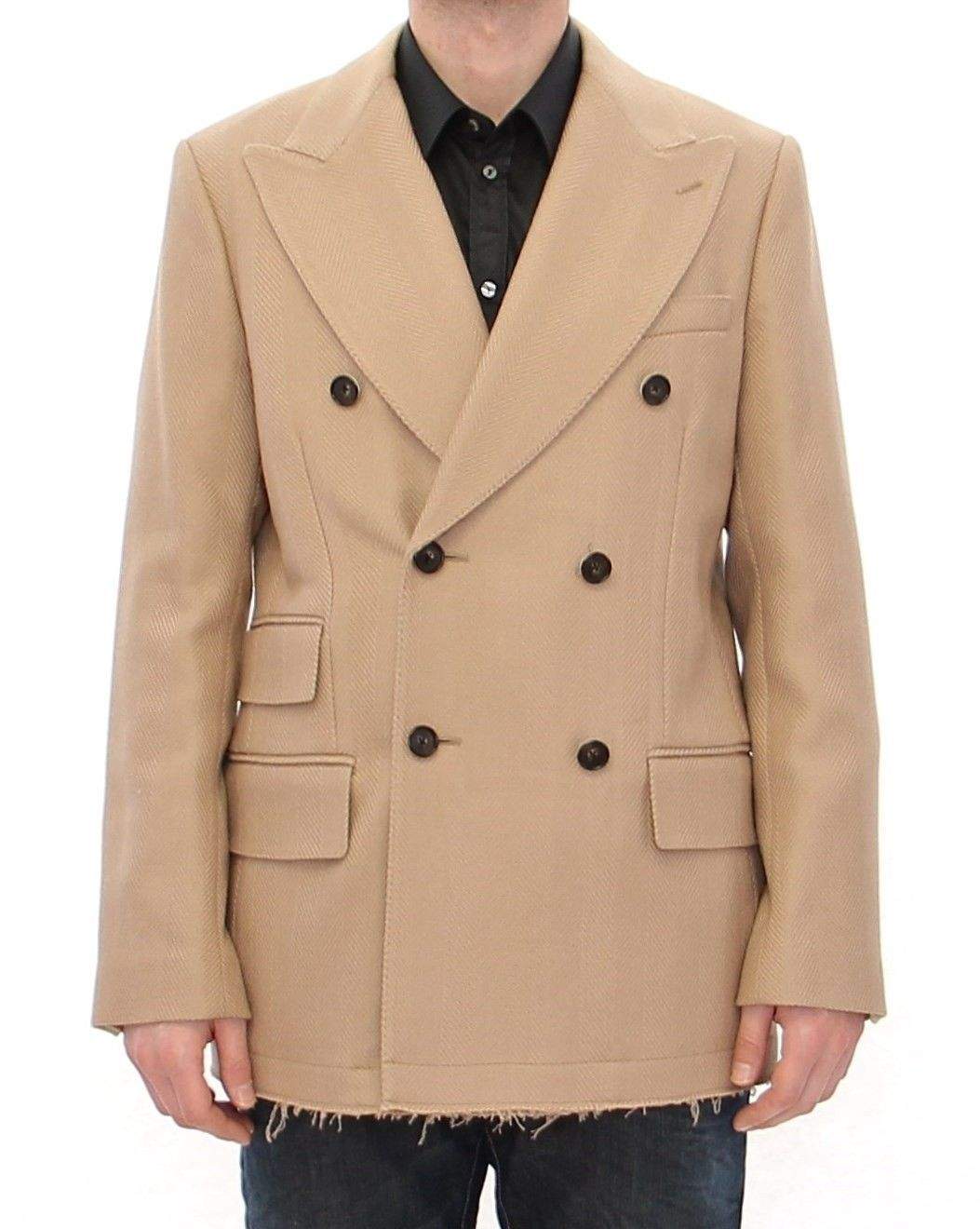 Dolce & Gabbana  Beige Double Breasted Coat Jacket #men, Beige, Brand_Dolce & Gabbana, Catch, Dolce & Gabbana, feed-agegroup-adult, feed-color-beige, feed-gender-male, feed-size-IT44 | XS, feed-size-IT46 | S, feed-size-IT50 | L, Gender_Men, IT44 | XS, IT46 | S, IT50 | L, IT52 | XL, Jackets - Men - Clothing, Kogan at SEYMAYKA