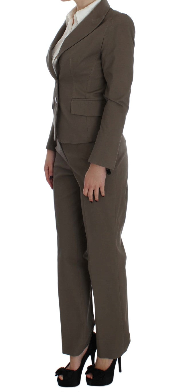 Beige Wool Cotton Suit