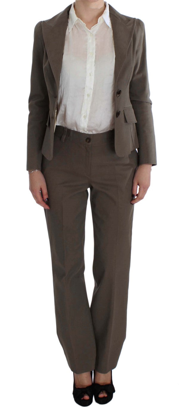 Beige Wool Cotton Suit