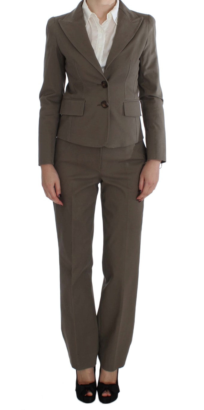 Beige Wool Cotton Suit