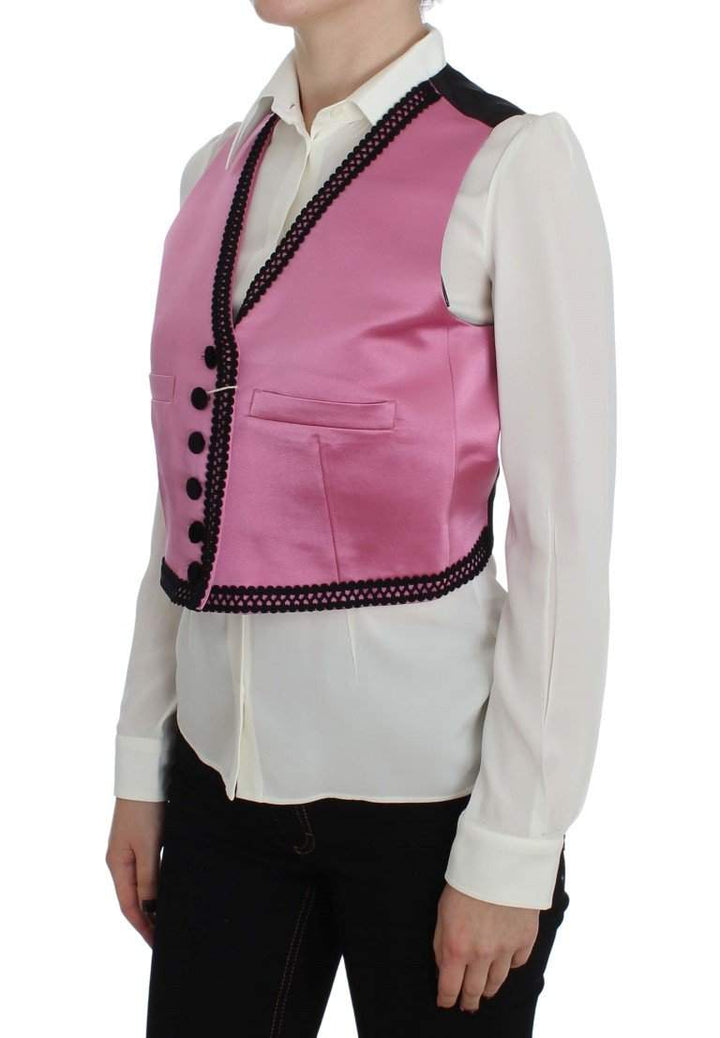 Dolce & Gabbana  Pink Silk Button Front Torero Vest Top #women, Brand_Dolce & Gabbana, Catch, Dolce & Gabbana, feed-agegroup-adult, feed-color-pink, feed-gender-female, feed-size-IT42|M, Gender_Women, IT42|M, Kogan, Pink, Tops & T-Shirts - Women - Clothing at SEYMAYKA