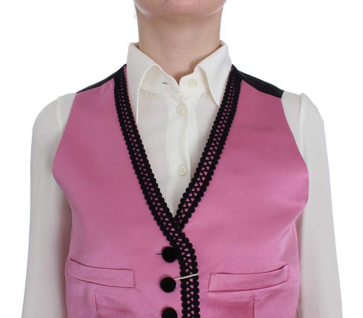 Dolce & Gabbana  Pink Silk Button Front Torero Vest Top #women, Brand_Dolce & Gabbana, Catch, Dolce & Gabbana, feed-agegroup-adult, feed-color-pink, feed-gender-female, feed-size-IT42|M, Gender_Women, IT42|M, Kogan, Pink, Tops & T-Shirts - Women - Clothing at SEYMAYKA