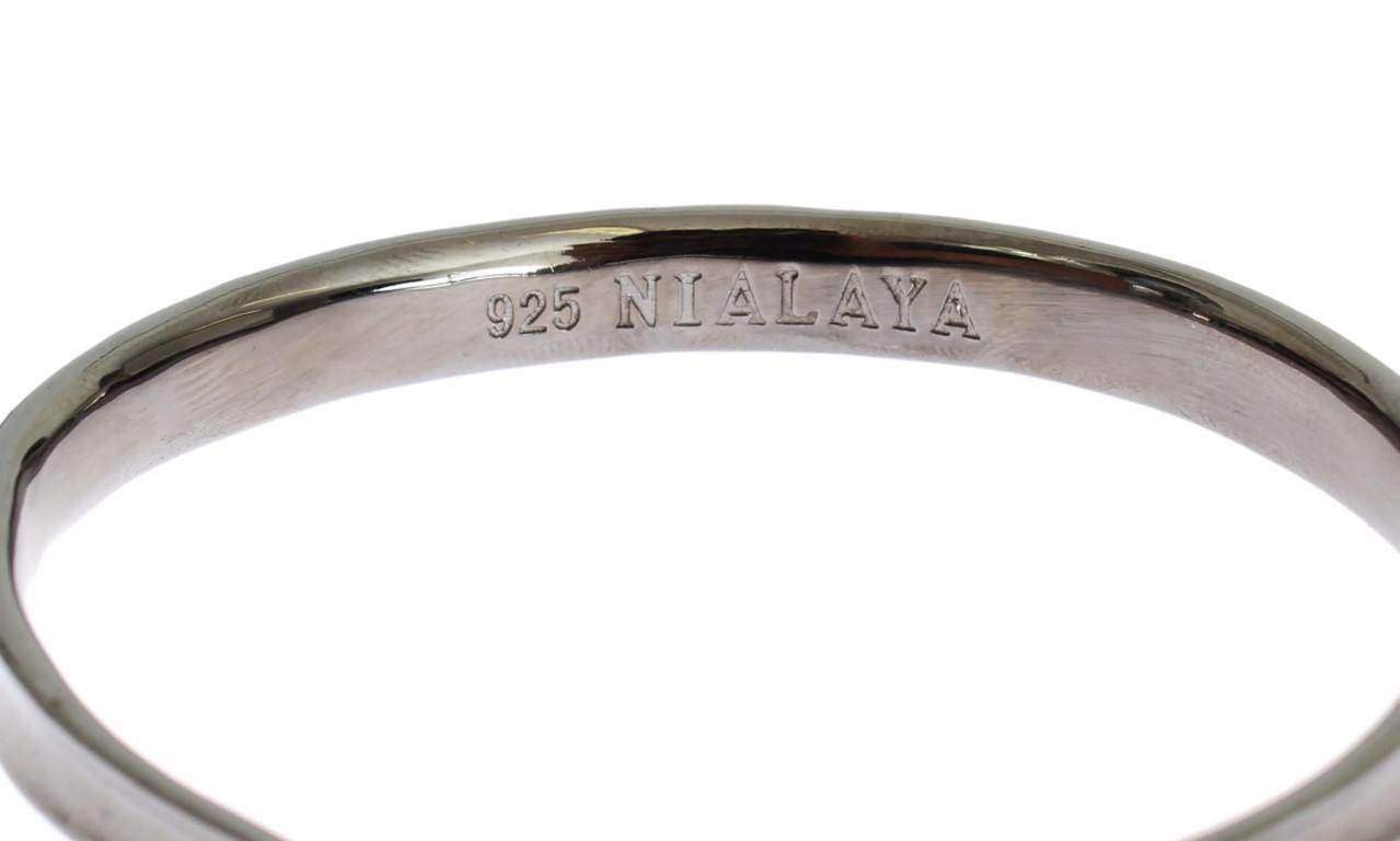 Nialaya Rhodium 925 Silver Bangle Bracelet - S