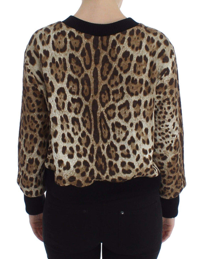 Dolce & Gabbana  Leopard Print Crewneck Short Sweater #women, Brand_Dolce & Gabbana, Brown, Catch, Dolce & Gabbana, feed-agegroup-adult, feed-color-brown, feed-gender-female, feed-size-IT44|L, Gender_Women, IT44|L, Kogan, Sweaters - Women - Clothing at SEYMAYKA