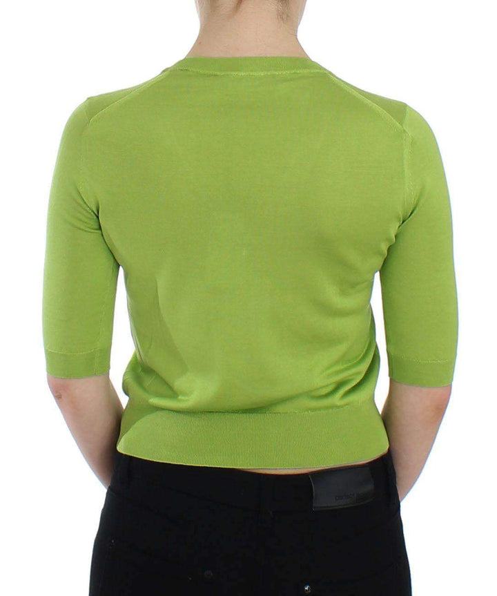 Dolce & Gabbana  Green Wool V-neck Pullover Sweater Top #women, Brand_Dolce & Gabbana, Catch, Dolce & Gabbana, feed-agegroup-adult, feed-color-green, feed-gender-female, feed-size-IT36 | XS, feed-size-IT38 | S, Gender_Women, Green, IT36 | XS, IT38 | S, Kogan, Sweaters - Women - Clothing at SEYMAYKA