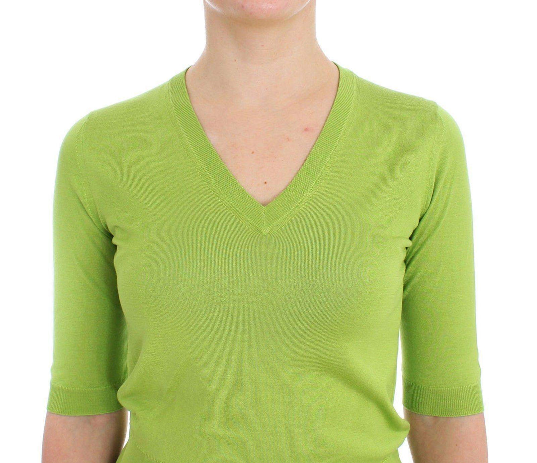 Dolce & Gabbana  Green Wool V-neck Pullover Sweater Top #women, Brand_Dolce & Gabbana, Catch, Dolce & Gabbana, feed-agegroup-adult, feed-color-green, feed-gender-female, feed-size-IT36 | XS, feed-size-IT38 | S, Gender_Women, Green, IT36 | XS, IT38 | S, Kogan, Sweaters - Women - Clothing at SEYMAYKA