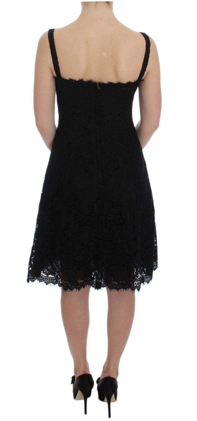 Dolce & Gabbana  Black Floral Lace Shift Knee Length Dress #women, Black, Brand_Dolce & Gabbana, Catch, Clothing_Dress, Dolce & Gabbana, Dresses - Women - Clothing, feed-agegroup-adult, feed-color-black, feed-gender-female, feed-size-IT40|S, Gender_Women, IT40|S, Kogan at SEYMAYKA